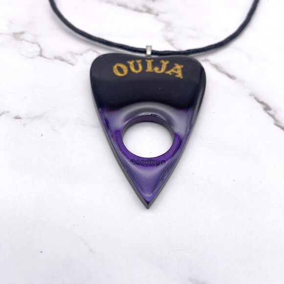 Black Purple Chrome Dipped Ouija Planchette Necklace - Picture 3 of 11